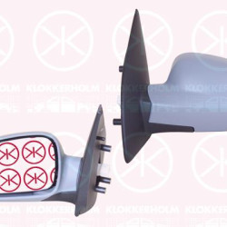 Veidrodis, Left, Model Year to: 2009, for electric mirror adjustment, w/primer, Heatable, Number of pins: 5, Convex, 96600399 (DAEWOO), 96600399 (CHEVROLE)