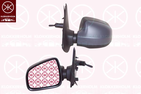 Exterior Mirror, Right, Control: cable pull, Convex, w/primer, 96 37 412 73R (RENAULT), 96 30 172 20R (RENAULT)