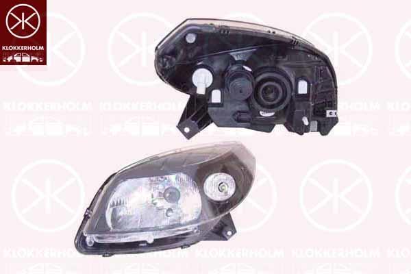 Priekinis žibintas, H4, Right, Illuminance [lx]: 12.5, Housing Colour: black, without motor for headlamp levelling, 82 00 526 422 (RENAULT)