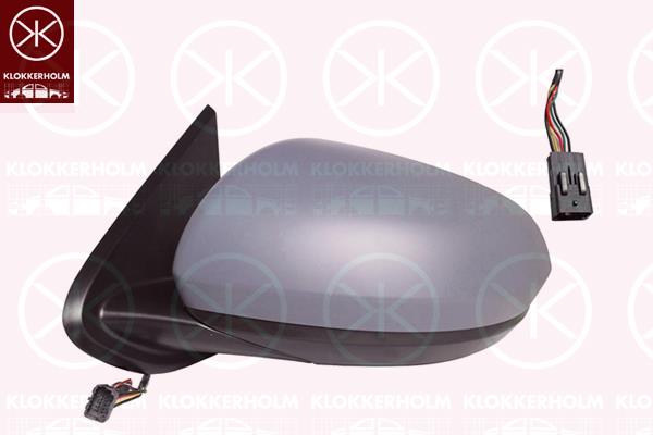 Veidrodis, Left, for electric mirror adjustment, Number of pins: 5, Heatable, Convex, w/primer, 963023958R (RENAULT), 963666560R (RENAULT), 963737712R (RENAULT)