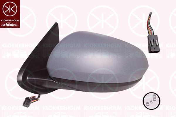 Veidrodis, Left, for electric mirror adjustment, Heatable blind spot mirror, Number of pins: 7, Convex, w/primer, 963737712R (RENAULT), 963026917R (RENAULT), 963666389R (RENAULT)