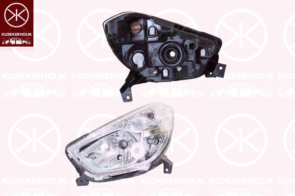 Priekinis žibintas, Left, H4, with daytime running light, without motor for headlamp levelling, Valeo, 26 06 030 07R (RENAULT), 26 06 030 07R (DACIA), 26 06 059 13R (DACIA)