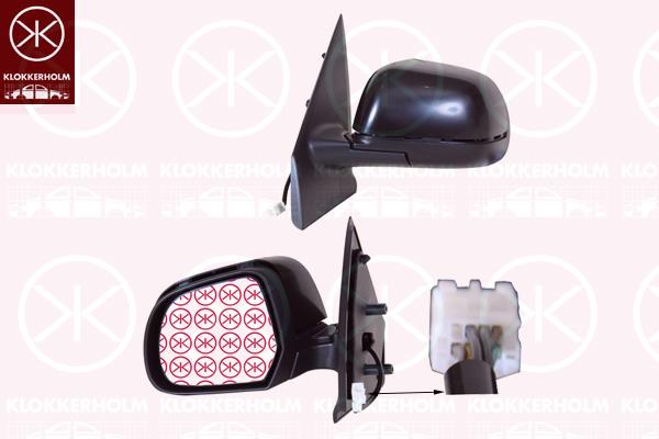 Veidrodis, Right, for electric mirror adjustment, with thermo sensor, Number of pins: 7, Heatable, Convex, w/primer, 96 36 572 29R (RENAULT), 96 37 402 90R (RENAULT), 96 30 107 10R (RENAULT), 963740293R (RENAULT)