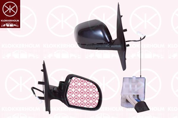 Veidrodis, Right, for electric mirror adjustment, with thermo sensor, Number of pins: 7, Heatable, Convex, w/primer, 96 36 572 29R (RENAULT), 96 37 402 90R (RENAULT), 933745293R (RENAULT), 96 30 199 02R (RENAULT)