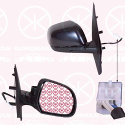 Veidrodis, Right, for electric mirror adjustment, with thermo sensor, Number of pins: 7, Heatable, Convex, w/primer, 96 36 572 29R (RENAULT), 96 37 402 90R (RENAULT), 933745293R (RENAULT), 96 30 199 02R (RENAULT)