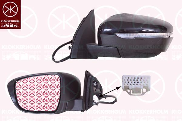 Nissan Qashqai Veidrodis, Right, for electric mirror adjustment, Heatable, with indicator, Convex, Number of pins: 7, 96301-4EH1A (NISSAN), 963014EH1B (NISSAN), 96301-4EH1E (NISSAN), 963014EJ1E (NISSAN)