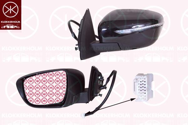 Nissan Qashqai Veidrodis, Left, for electric mirror adjustment, Electronically foldable, Heatable, with indicator, Convex, Number of pins: 9, 963024EF6E (NISSAN), 963024EF7A (NISSAN), 96302-4EH6A (NISSAN), 963024EJ6E (NISSAN)