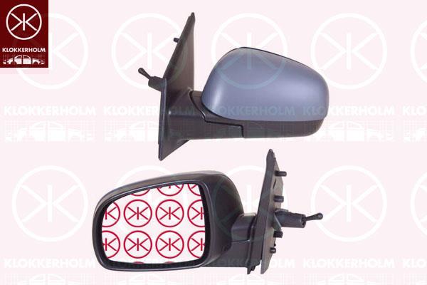 Exterior Mirror, Right, Control: cable pull, Heatable, Convex, w/primer, 96301-9U00B (NISSAN), 96373-9U08E (NISSAN)