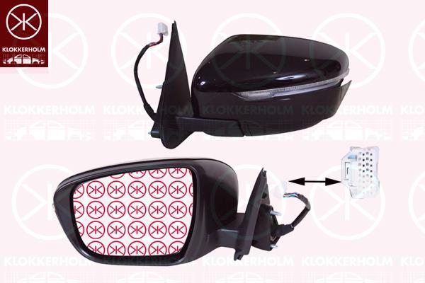 Nissan Juke Veidrodis, Right, Electronically foldable, for electric mirror adjustment, Number of pins: 9, w/primer, Heatable, Convex, 96373-BV81C (NISSAN), 96301-BV90E (NISSAN), 96301BV94E (NISSAN), 96301-BV94E (NISSAN)