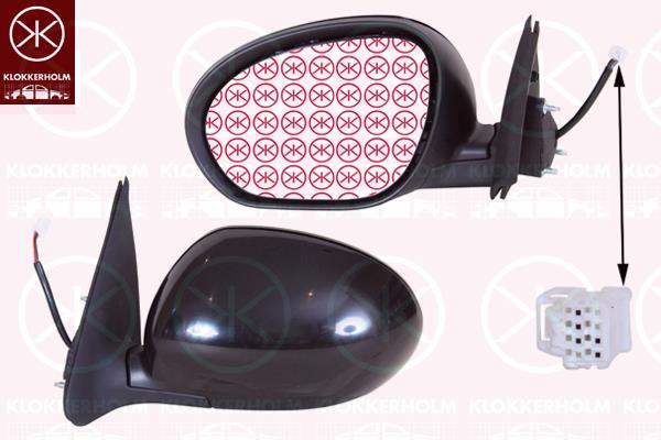 Nissan Juke Veidrodis, Left, for electric mirror adjustment, Number of pins: 5, Heatable, w/primer, Convex, 96302-1KA0B (NISSAN), 96302-1KA0C (NISSAN), 96302-1KA0E (NISSAN), 96302-1KA3C (NISSAN)