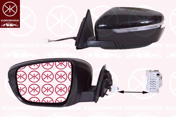 Nissan X-Trail Veidrodis, Left, for electric mirror adjustment, Heatable, with indicator, Convex, Number of pins: 7, 963744CA0A (NISSAN), 96302-4CC1A (NISSAN)