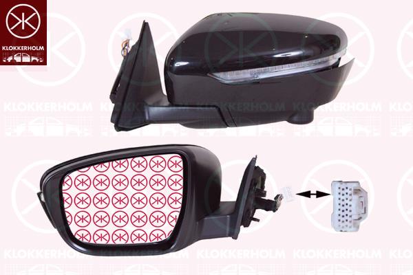 Nissan X-Trail Veidrodis, Left, for electric mirror adjustment, for vehicles with lane keeping assist, Electronically foldable, Heatable, with indicator, Convex, Number of pins: 13, 963744CA0A (NISSAN), 96302-4CC8A (NISSAN)