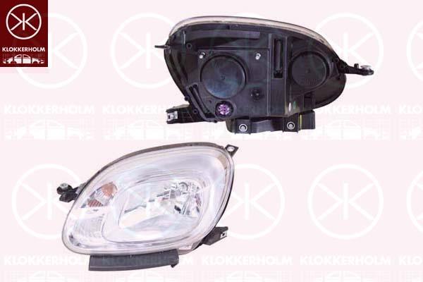 Headlight, H4, with motor for headlamp levelling, AL, Right, 0000051843644 (FIAT), 0000052193553 (FIAT), 51843644 (FIAT)