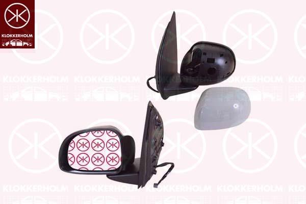 Exterior Mirror, Left, for electric mirror adjustment, Heatable, Number of pins: 5, w/primer, Convex, 0000735536788 (FIAT), 0000735594385 (FIAT), 735536788 (FIAT)