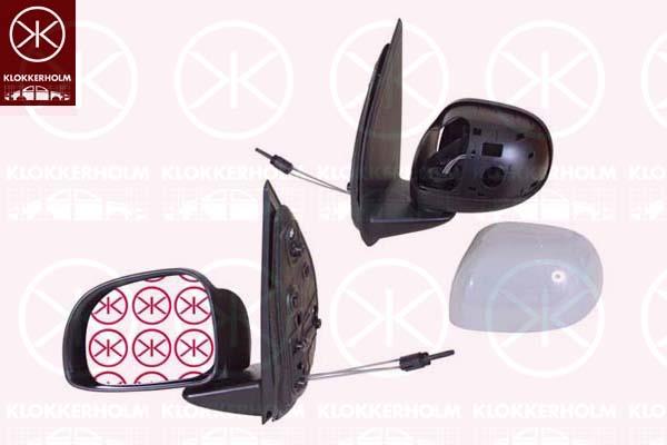 Exterior Mirror, Right, Control: cable pull, w/primer, with thermo sensor, Convex, 0000735536792 (FIAT), 0000735547945 (FIAT), 0000735594377 (FIAT), 0000735594382 (FIAT), 735536792 (FIAT), 735547945 (FIAT)