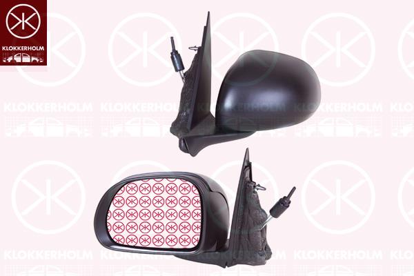 Exterior Mirror, Left, for manual mirror adjustment, black, Convex, 0000735558576 (FIAT), 0000735564644 (FIAT), 735558576 (FIAT), 735564644 (FIAT)