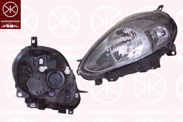 Headlight, H4, with motor for headlamp levelling, Valeo, Right, Housing Colour: black, Illuminance [lx]: 17.5, 0000051937150 (FIAT), 000051855639 (FIAT), 51855639 (FIAT)