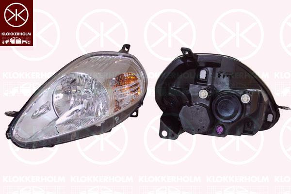 Headlight, Illuminance [lx]: 12.5, Left, H4, with motor for headlamp levelling, Housing Colour: chrome, Number of pins: 8, VALEO, 0000051840995 (FIAT), 51840995 (FIAT)