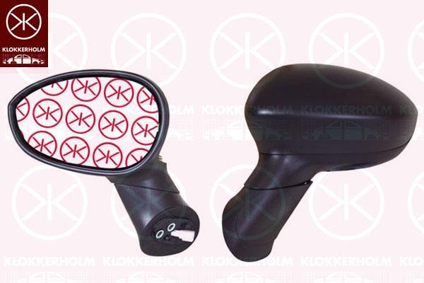 Exterior Mirror, for electric mirror adjustment, Convex, black, Left, Number of pins: 3, 0000051963161 (FIAT), 0000735410432 (FIAT), 0000735452835 (FIAT), 0000735465561 (FIAT), 0000735527289 (FIAT), 0000735539385 (FIAT), 0000735596878 (FIAT), 0000735596884 (FIAT), 735410432 (FIAT), 735465561 (FIAT), 735527289 (FIAT)