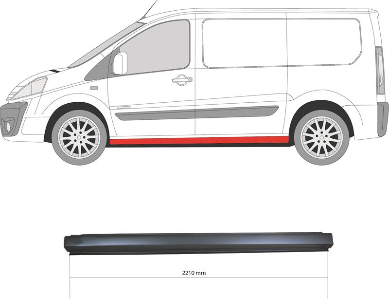 Rocker Panel, Left, for vehicles with sliding door, Repair Panel, Length [cm]: 221, 