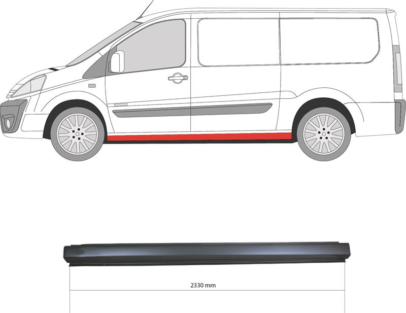 Rocker Panel, Right, Axle Distance [mm]: 3122, for vehicles with sliding door, Repair Panel, Length [cm]: 234, 