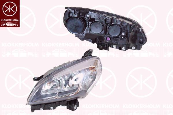 Headlight, Right, Illuminance [lx]: 25, H7/H7, with motor for headlamp levelling, AL, 0000051974243 (FIAT), 0000052109256 (FIAT), 51974243 (FIAT), 52086860 (FIAT)