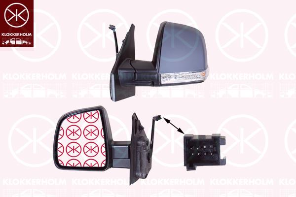 Exterior Mirror, Left, for electric mirror adjustment, Number of pins: 6, Heatable, w/primer, Convex, 0000735497891 (FIAT), 0000735668181 (FIAT), 1426585 (OPEL), 735497891 (FIAT), 735618346 (FIAT), 735645687 (FIAT), 735668181 (FIAT), 95525920 (OPEL)