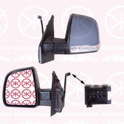 Exterior Mirror, Left, for electric mirror adjustment, Number of pins: 6, Heatable, w/primer, Convex, 0000735497891 (FIAT), 0000735668181 (FIAT), 1426585 (OPEL), 735497891 (FIAT), 735618346 (FIAT), 735645687 (FIAT), 735668181 (FIAT), 95525920 (OPEL)