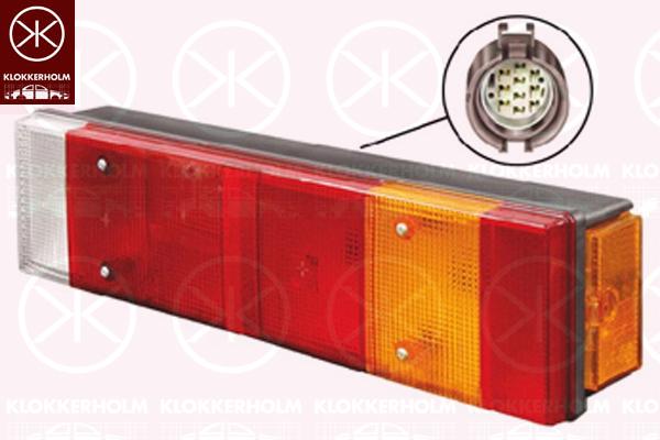 Tail Light Assembly, with number plate light, with reverse light, with front fog light, with bulb holder, Left, Width [cm]: 46.6, Height [cm]: 13, 99463244 (IVECO), 99463248 (IVECO)