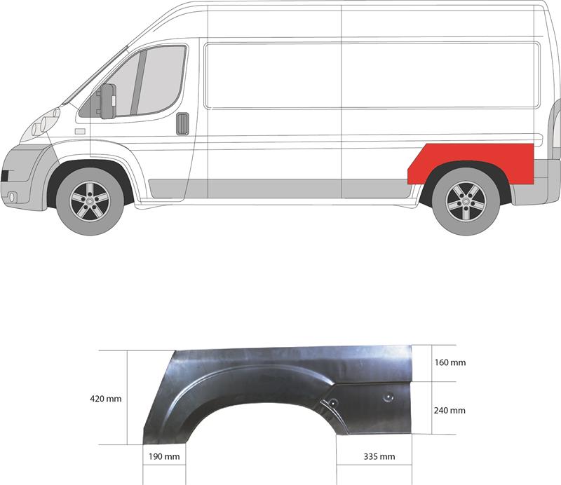 Quarter Panel, Left Rear, Wheel Arch Border, Repair Panel, Upper section, 