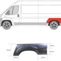 Quarter Panel, Left Rear, Wheel Arch Border, Repair Panel, Upper section, 