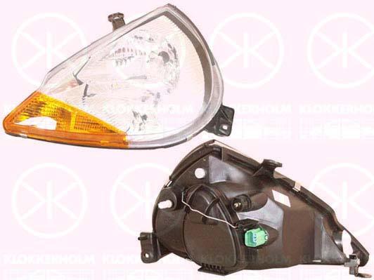 Headlight, H7/H1, for vehicles with headlight levelling, Left, Illuminance [lx]: 12.5, Indicator Colour: yellow, 1 079 425 (FORD), 1077004 (FORD)