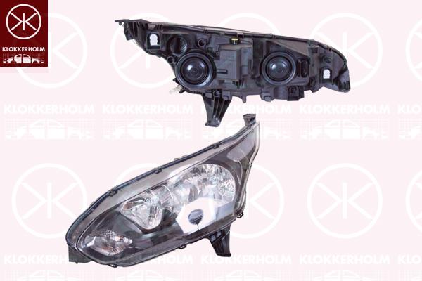 Headlight, Right, H7, H15, Housing Colour: black, with motor for headlamp levelling, Valeo, 1 819 686 (FORD), 1 827 688 (FORD), 1807870 (FORD), 1819686 (FORD)