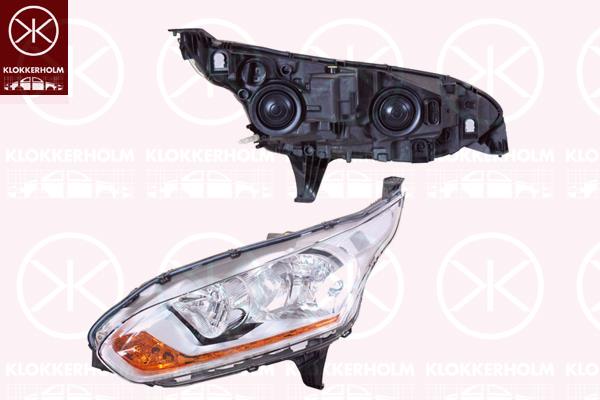 Headlight, Right, H7, H15, Housing Colour: chrome, with motor for headlamp levelling, Valeo, 1 819 684 (FORD), 1 827 686 (FORD), 1807875 (FORD), 1819684 (FORD)