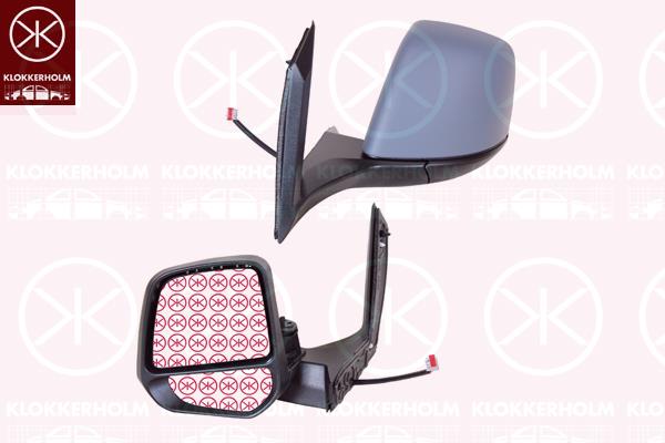 Exterior Mirror, Left, for electric mirror adjustment, Number of pins: 5, Heatable, w/primer, Convex, 1 819 843 (FORD), 1 828 730 (FORD), 1 845 991 (FORD), 1819843 (FORD), 2041123 (FORD), 2303030 (FORD)