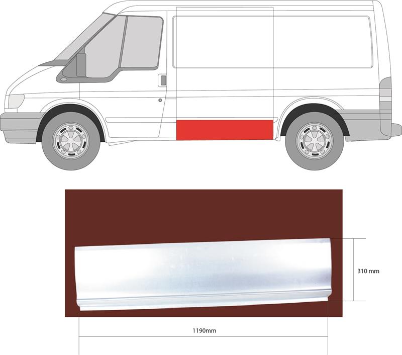 Quarter Panel, Left, for vehicles without sliding door, Lateral Panel, Lower Section, Length [cm]: 119, Height [cm]: 31, 