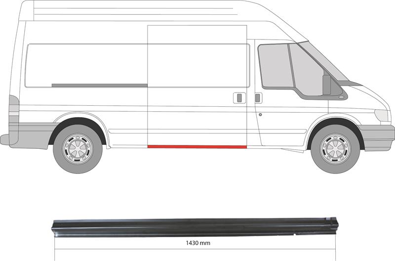 Quarter Panel, Right, for vehicles with sliding door, Lateral Panel, Lower Section, Length [cm]: 143, Height [cm]: 10, 