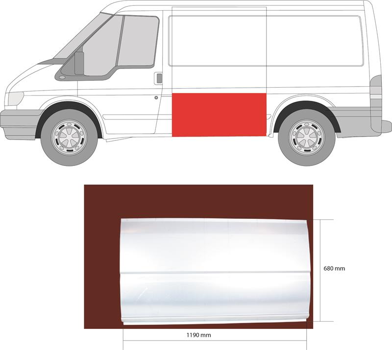 Quarter Panel, Left, for vehicles without sliding door, Lateral Panel, Length [cm]: 119, Height [cm]: 68, 