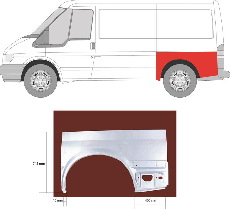 Quarter Panel, Wheel Arch Border, Left, Lower Section, Height [cm]: 75, Length [cm]: 127, Axle Distance [mm]: 2933, 