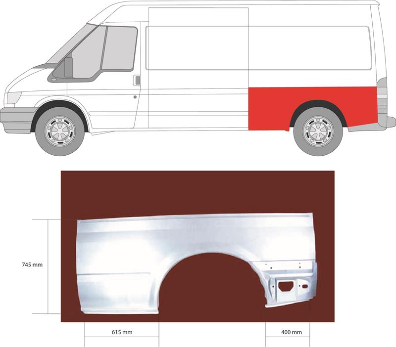 Quarter Panel, Wheel Arch Border, Left, Lower Section, Axle Distance [mm]: 3750, Height [cm]: 75, Length [cm]: 184, 