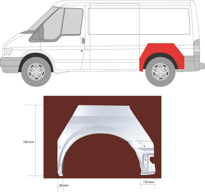 Quarter Panel, Wheel Arch Border, Repair Panel, Left Rear, Axle Distance [mm]: 2933, 