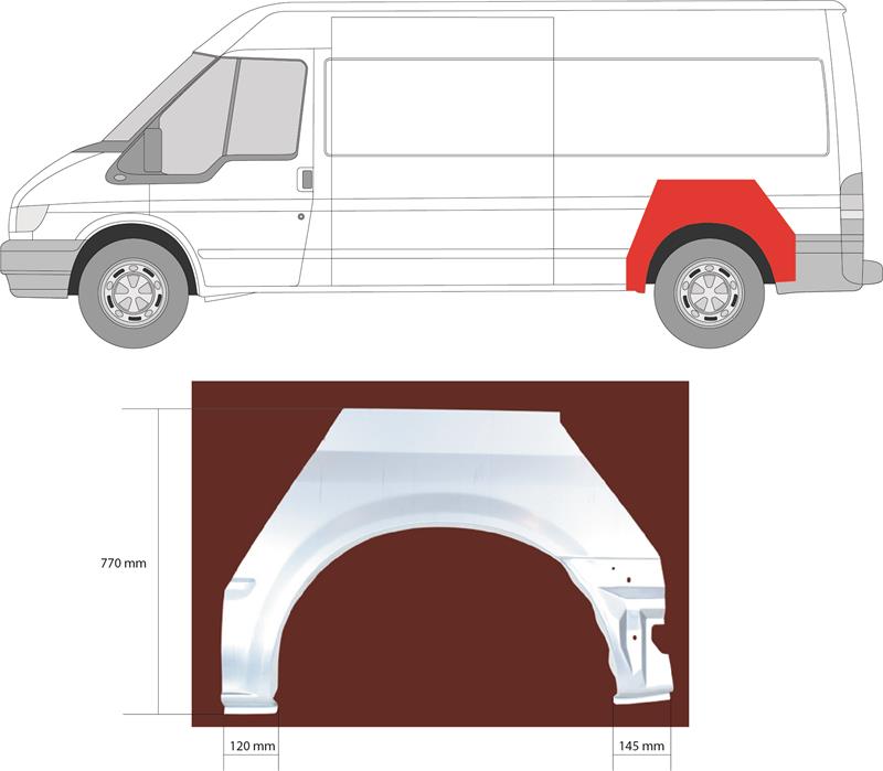 Quarter Panel, Wheel Arch Border, Repair Panel, Left Rear, Axle Distance [mm]: 3750, Axle Distance [mm]: 3300, 