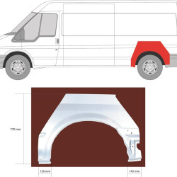 Quarter Panel, Wheel Arch Border, Repair Panel, Left Rear, Axle Distance [mm]: 3750, Axle Distance [mm]: 3300, 