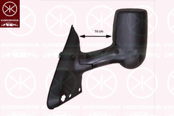 Exterior Mirror, Left, for electric mirror adjustment, Long mirror arm, Length [cm]: 16, Number of pins: 5, Heatable, Convex, 4158408 (FORD), 4455135 (FORD), 4503333 (FORD), 4643788 (FORD)