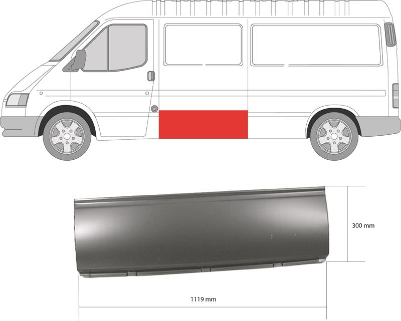 Quarter Panel, Side Panel, Left Front, Height [cm]: 30, Length [cm]: 119, 