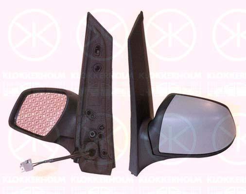 Exterior Mirror, w/primer, for electric mirror adjustment, Convex, Heatable, Left, Number of pins: 5, 1 381 871 (FORD), 1307848 (FORD), 1328452 (FORD), 1369461 (FORD), 1381871 (FORD), 1469456 (FORD), 1524492 (FORD)