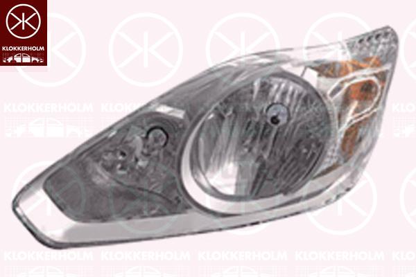 Headlight, H7/H1, with motor for headlamp levelling, Right, Illuminance [lx]: 12.5, Valeo, 1 686 743 (FORD), 1 687 472 (FORD), 1 704 504 (FORD), 1 787 127 (FORD), 1686743 (FORD), 1687472 (FORD), 1704504 (FORD)