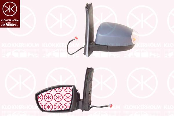 Exterior Mirror, Left, Electronically foldable, Number of pins: 8, with reading light, with indicator, Heatable, Aspherical, w/primer, 1 707 213 (FORD), 1 775 917 (FORD), 1 831 351 (FORD), 2002854 (FORD)