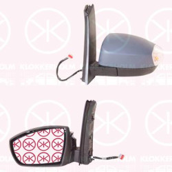 Exterior Mirror, Left, Electronically foldable, Number of pins: 8, with reading light, with indicator, Heatable, Aspherical, w/primer, 1 707 213 (FORD), 1 775 917 (FORD), 1 831 351 (FORD), 2002854 (FORD)