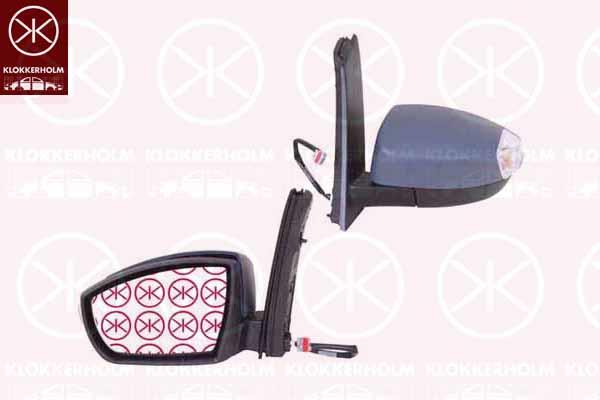 Exterior Mirror, Right, for electric mirror adjustment, Number of pins: 5, with indicator, Convex, w/primer, 1 736 161 (FORD), 1 775 933 (FORD), 1 831 336 (FORD), 1686834 (FORD), 2002858 (FORD)